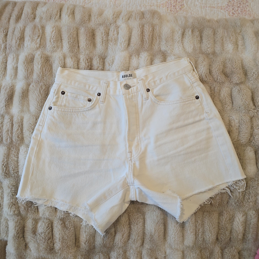 Agolde White Jean Shorts